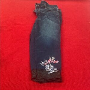 White House Black Market Dark Blue Embroidered Jeans